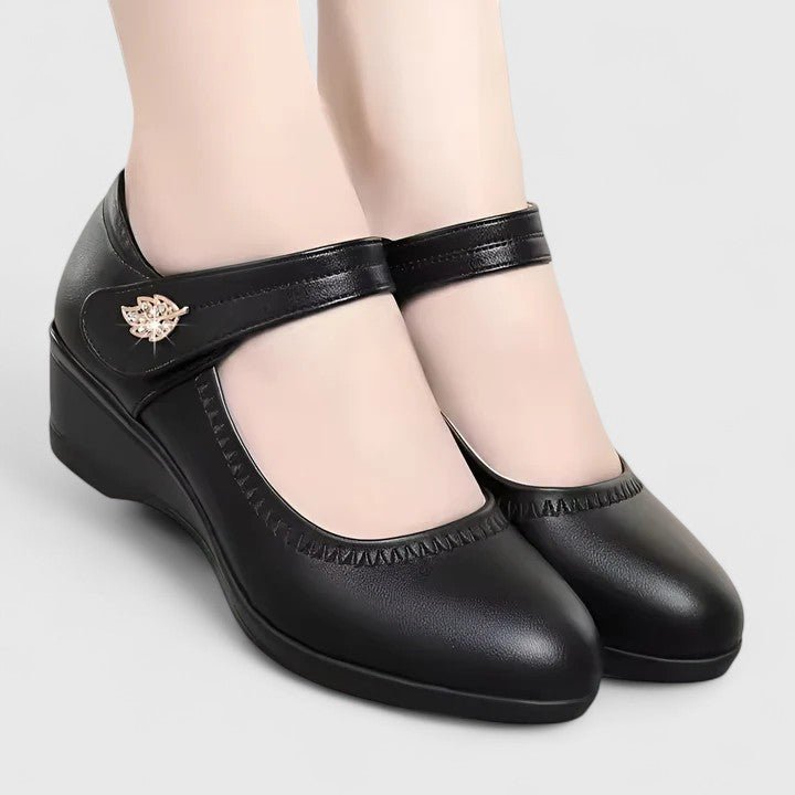 Women's Mary Jane Wedge Shoes - Black