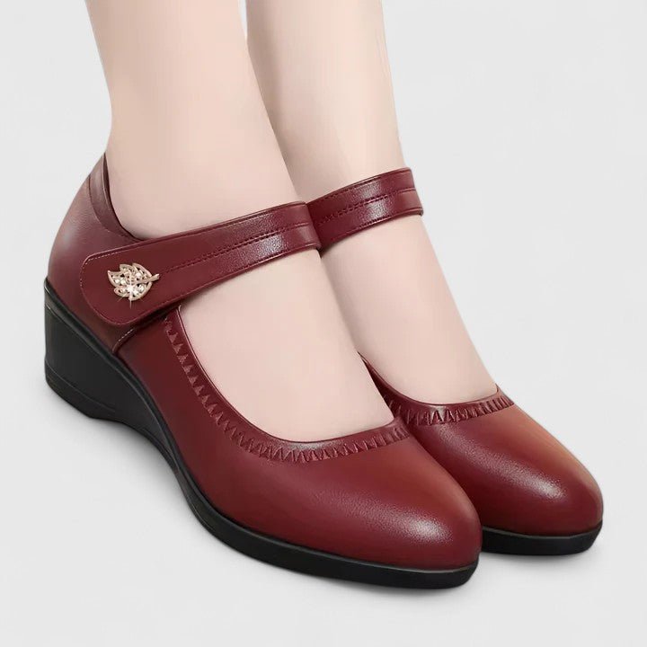 Women's Mary Jane Wedge Shoes - Red