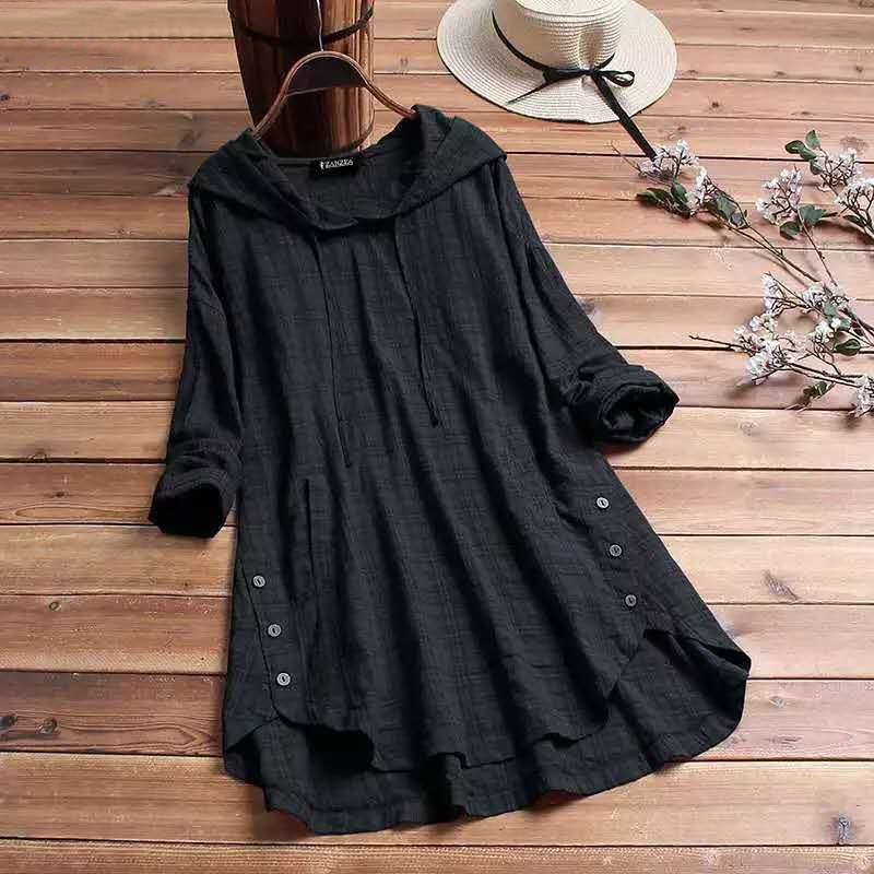 Plaid Hoodie Dress - Black