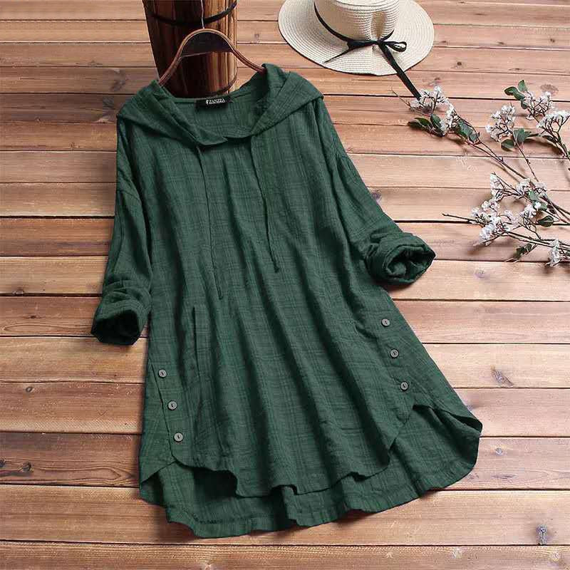 Plaid Hoodie Dress - Green
