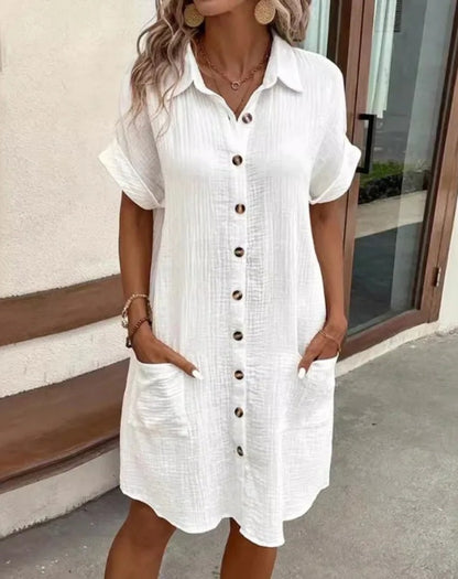 Summer Shirt Mini Dress - White