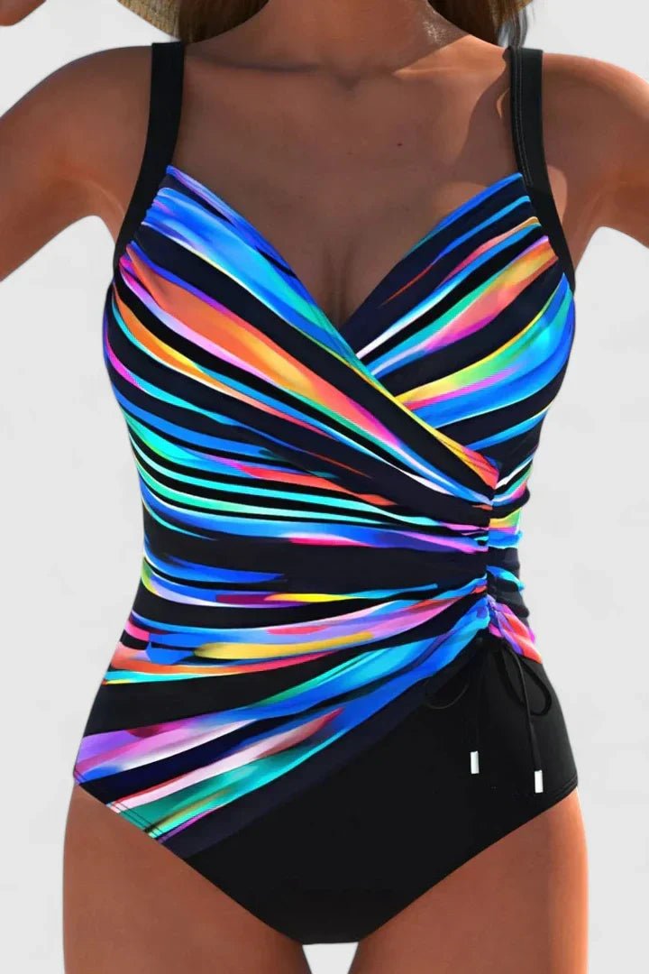 Women's Striped One-Piece Swimsuit - Striped Black
