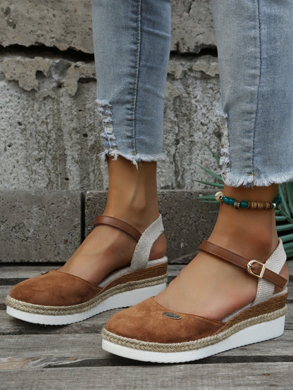 Platform Wedge Espadrilles - Brown