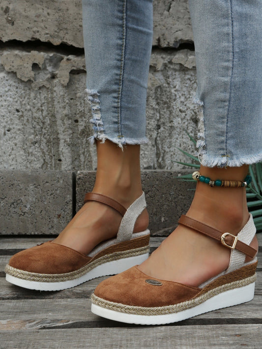 Platform Wedge Espadrilles - Brown