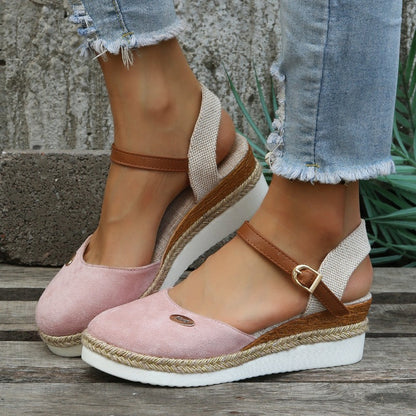 Platform Wedge Espadrilles - Pink