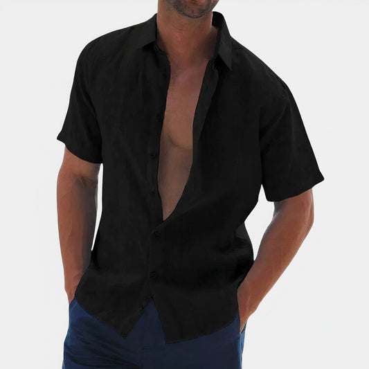 Short Sleeve Beach Shirt - Black