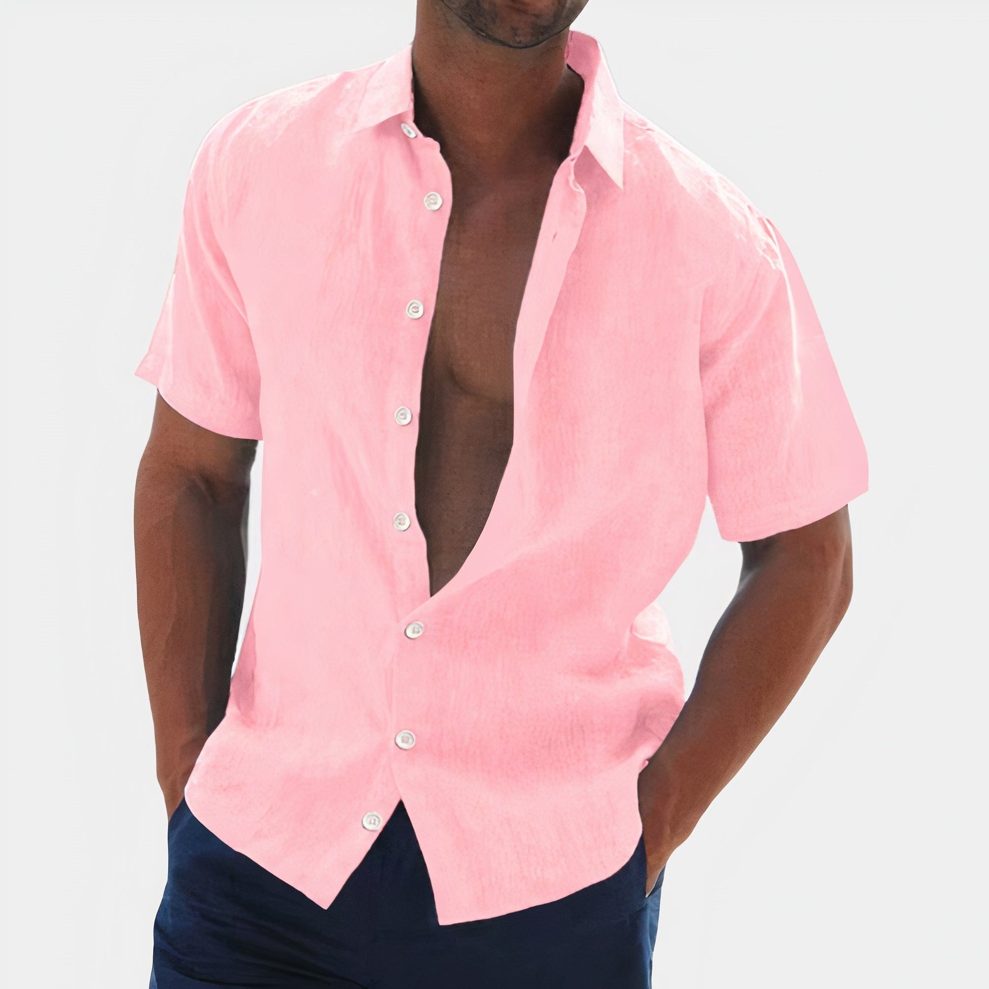 Short Sleeve Beach Shirt - Pink