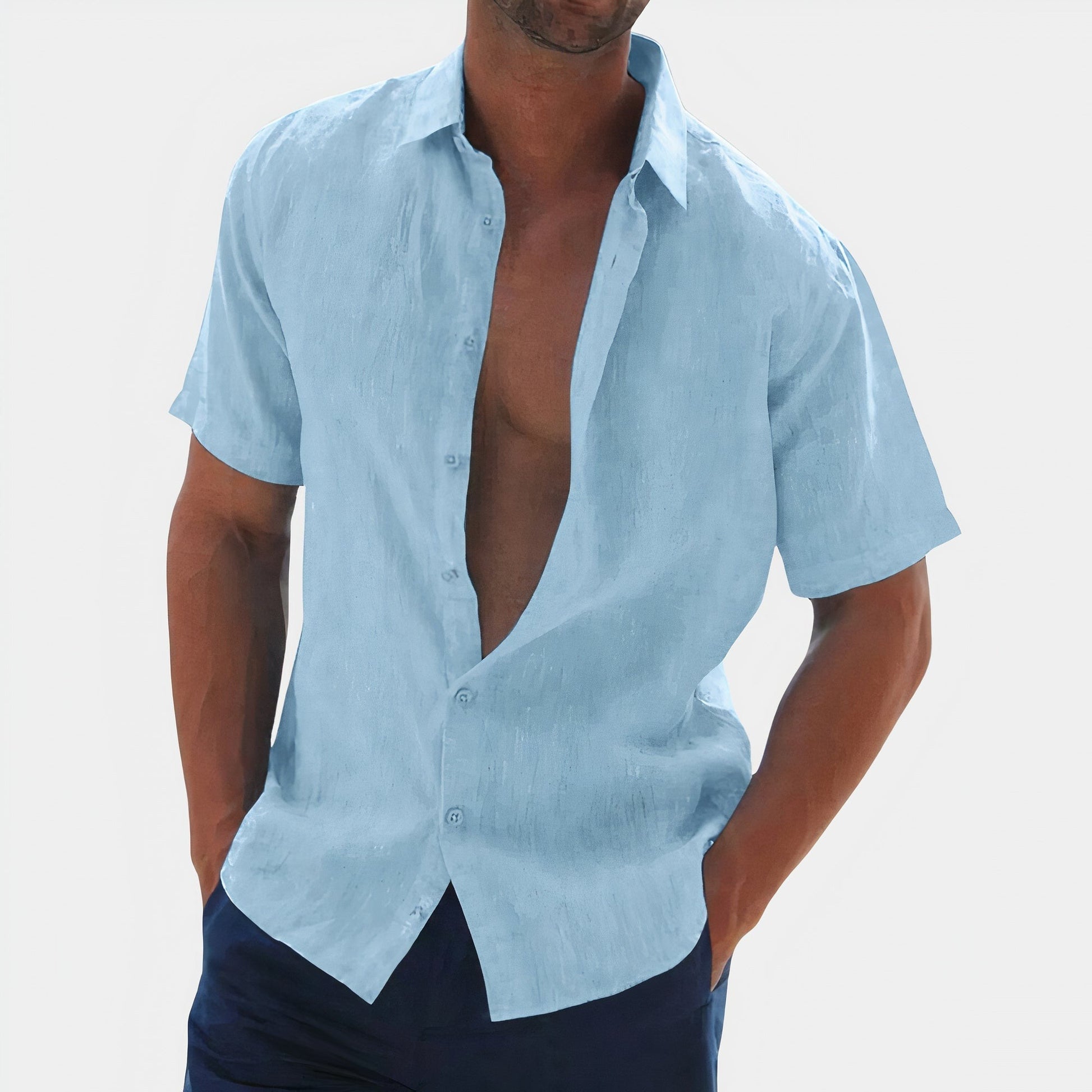 Short Sleeve Beach Shirt - Sky Blue