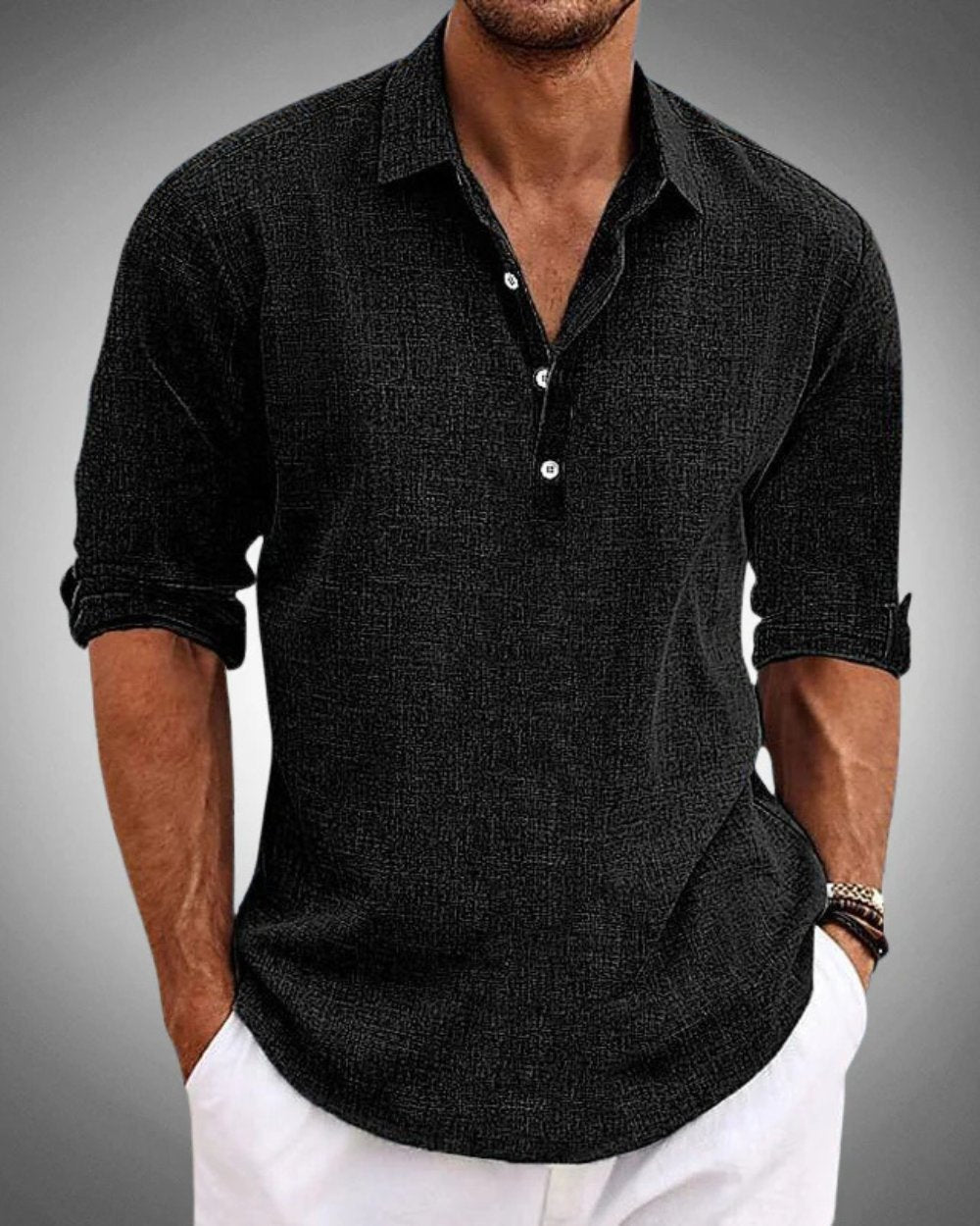 Men's Henley Shirt - Black