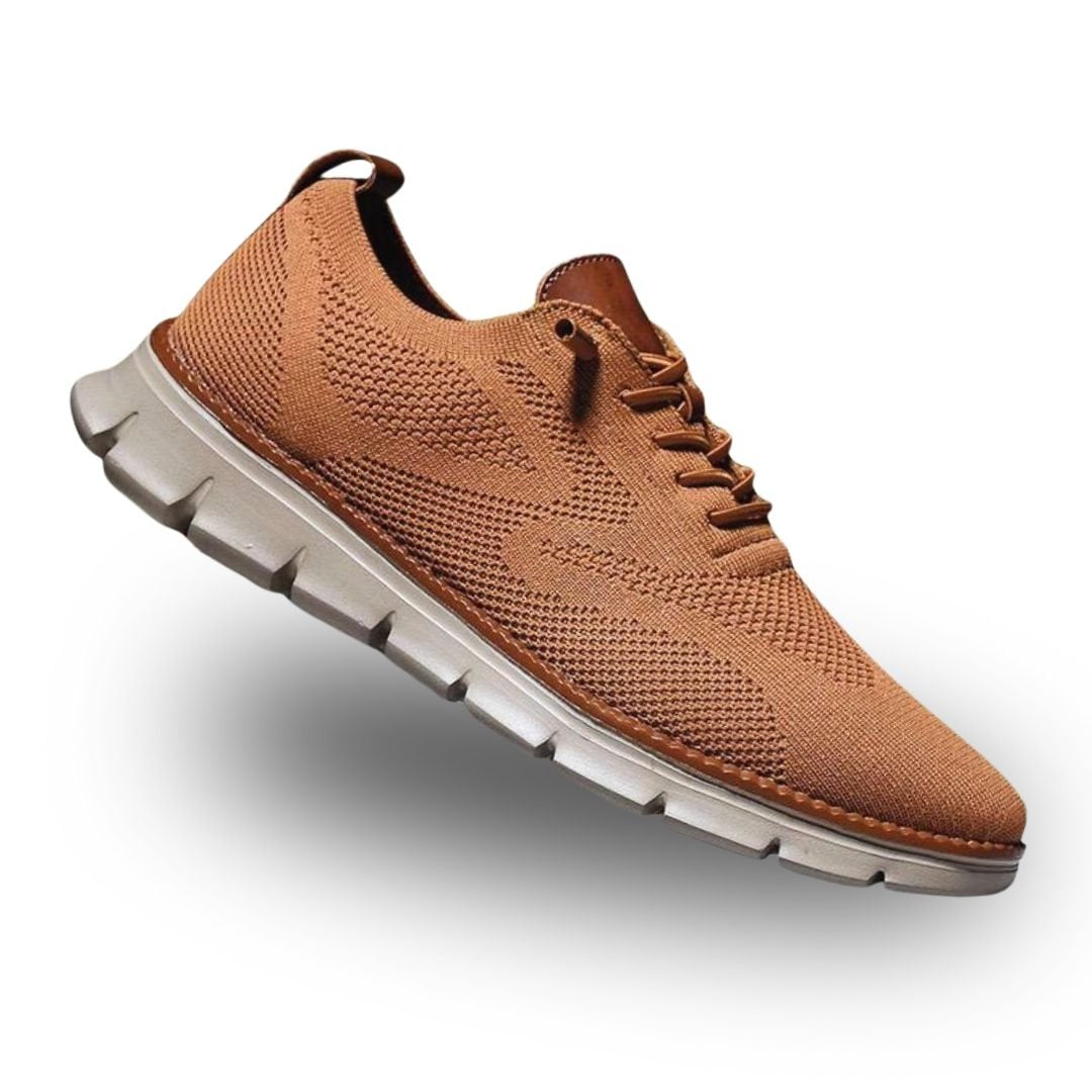 Men's Knit Lace-Up Sneakers - Caramel
