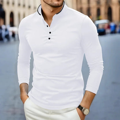 Long Sleeve Polo Shirt - White