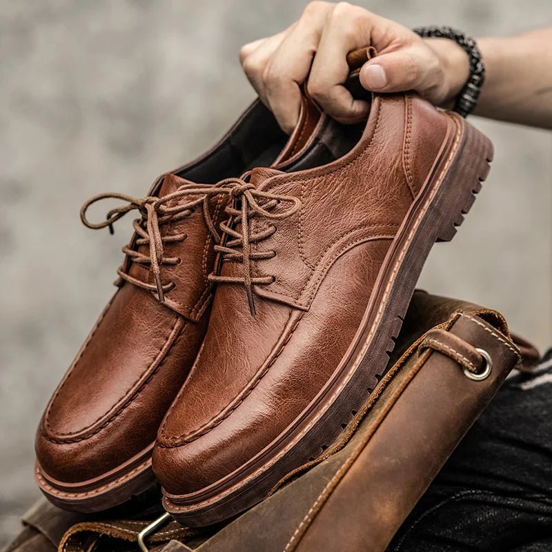 Men's Leather Derby Shoes - Brown