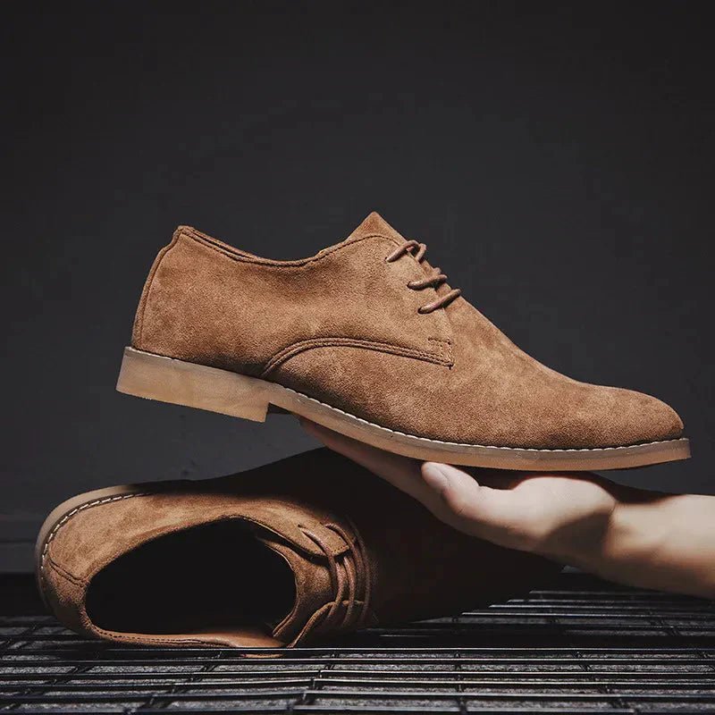 Men's Suede Derby Shoes - Brown