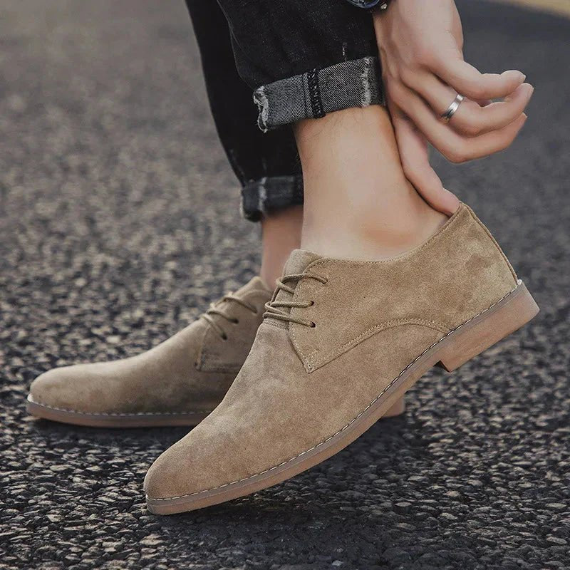 Men's Suede Derby Shoes - Khaki
