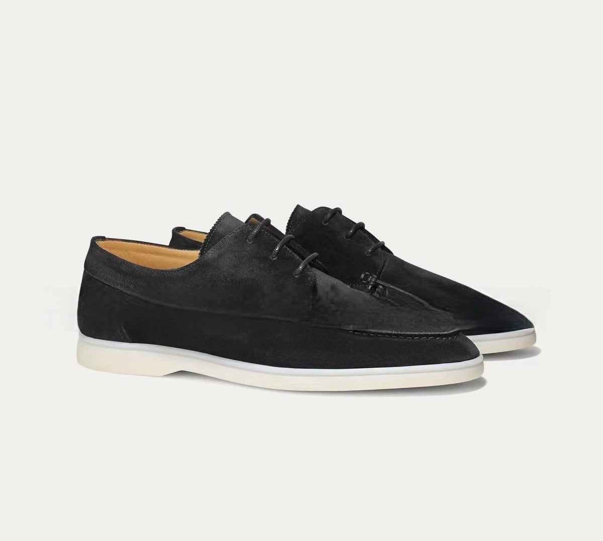 Men's Suede Derby Shoes - Black
