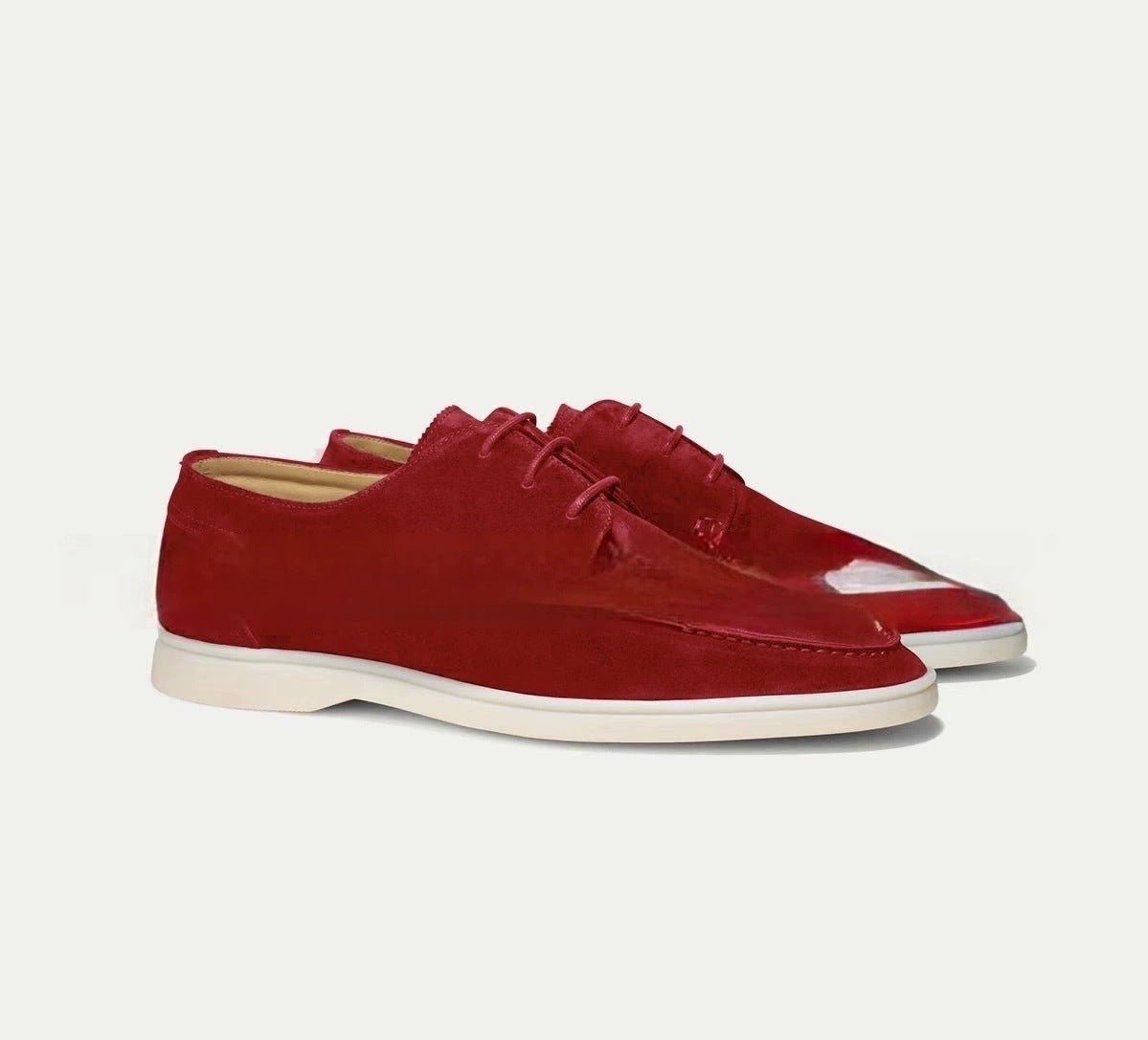 Men's Suede Derby Shoes - Red
