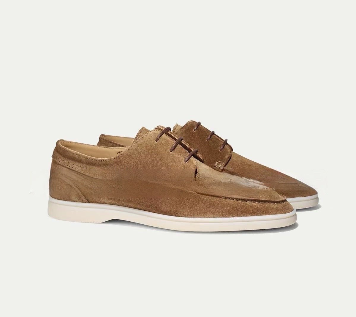 Men's Suede Derby Shoes - Camel