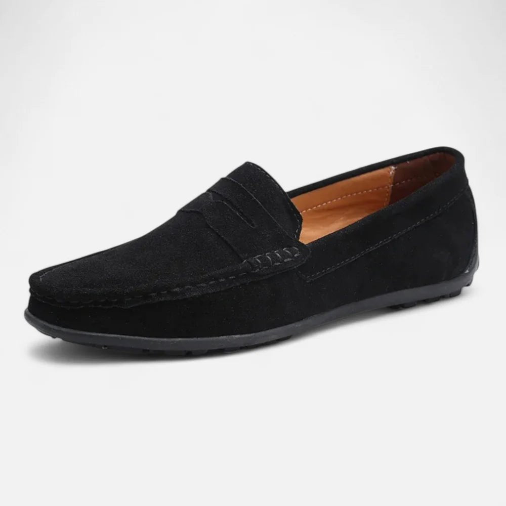 Men's Suede Penny Loafers - Black