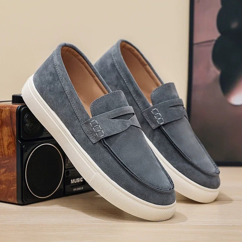 Men's Suede Platform Penny Loafers - Grey