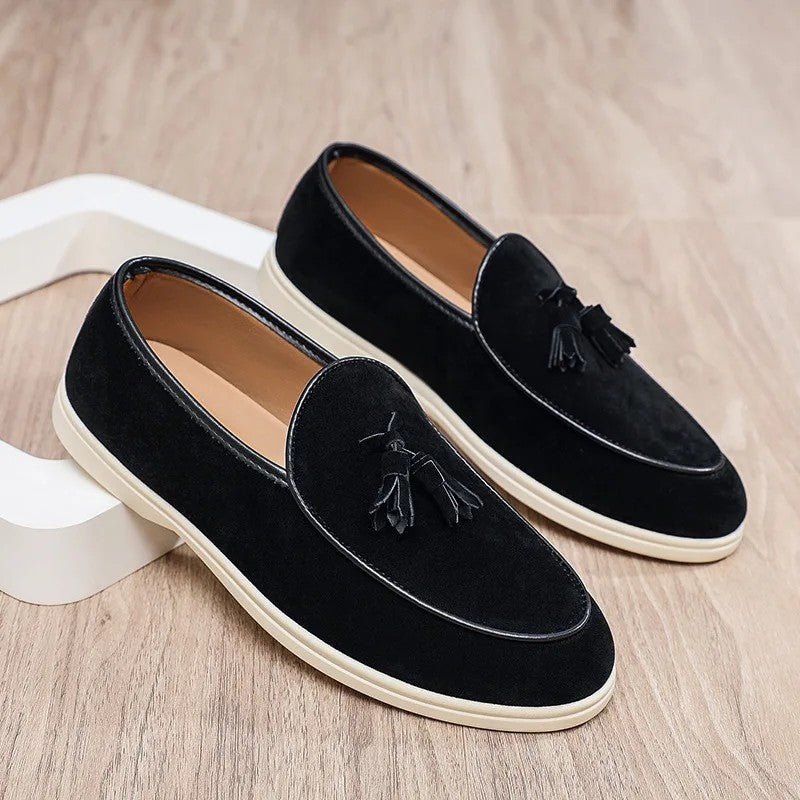 Men's Suede Platform Penny Loafers - Charcoal