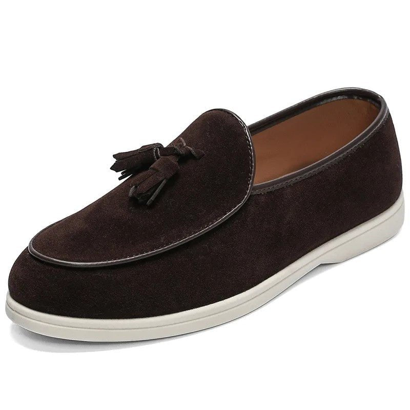 Men's Suede Platform Penny Loafers - Brown