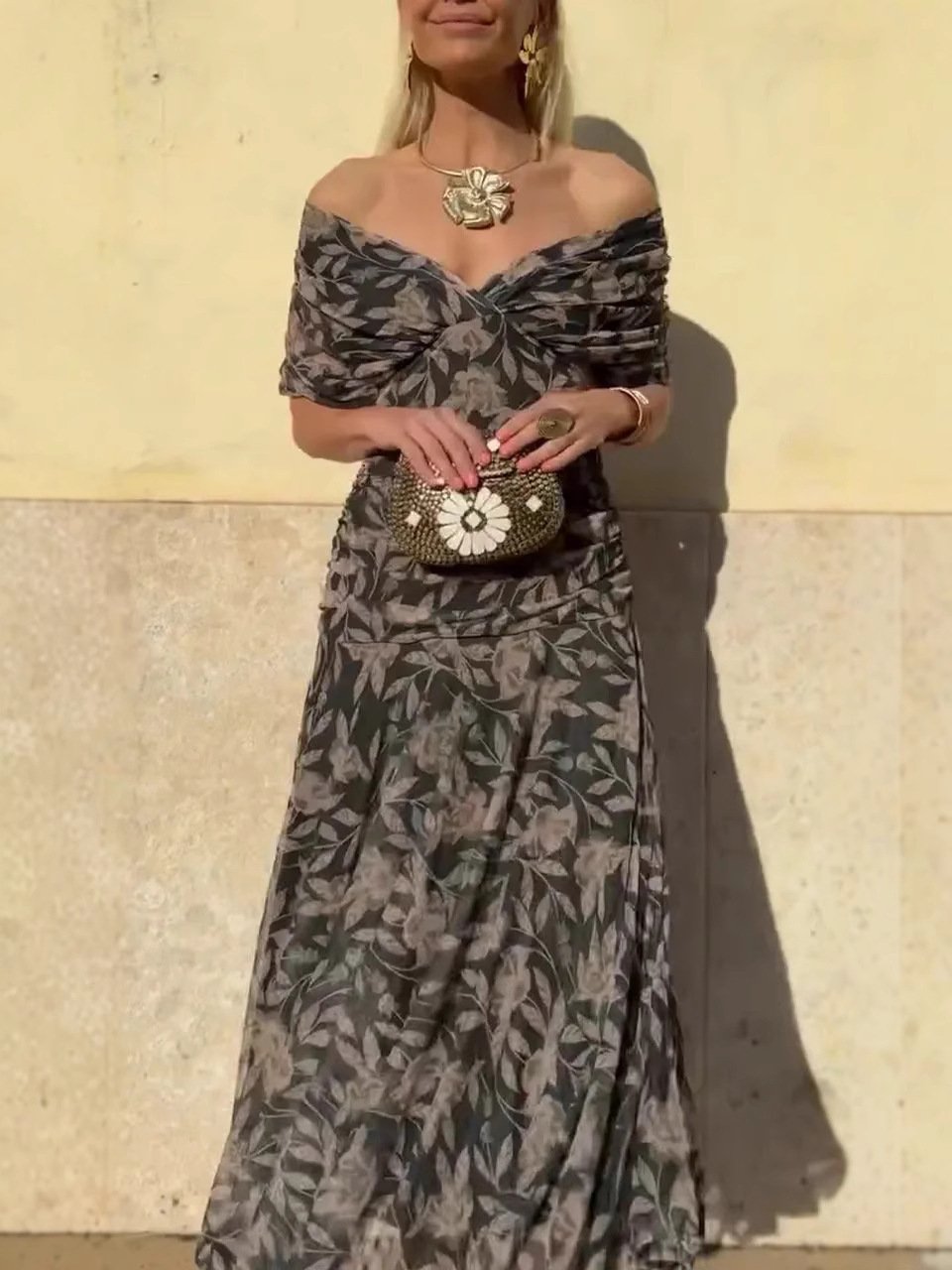 Emily™ | Off-the-Shoulder Floral Maxi Dress