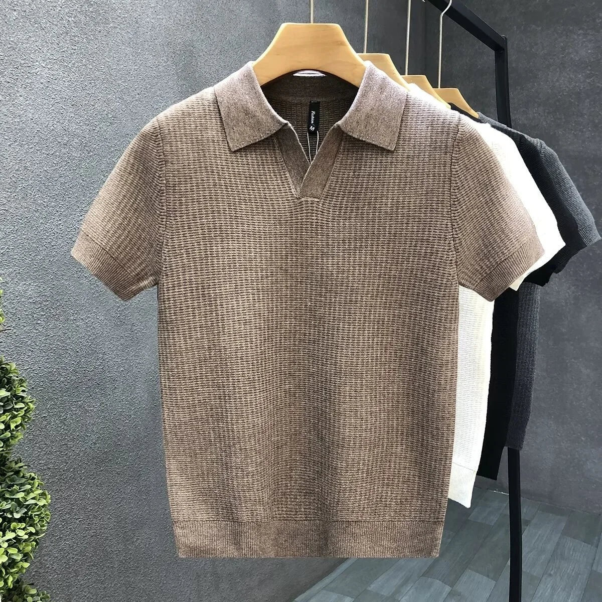 Short Sleeve Knit Polo - Mocha