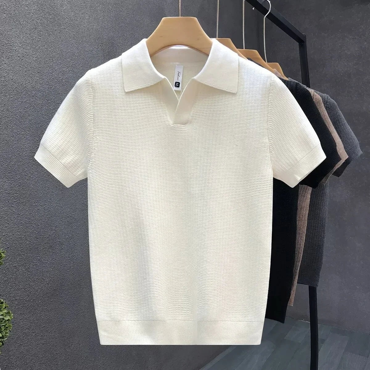 Short Sleeve Knit Polo - White