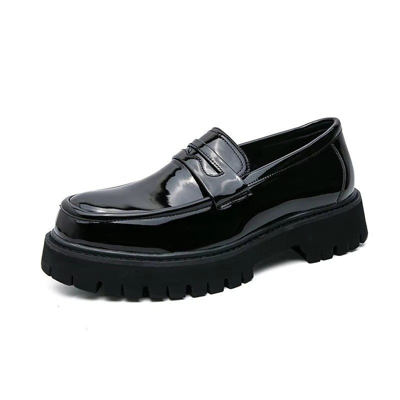 Men's Leather Platform Loafers - Black - 2