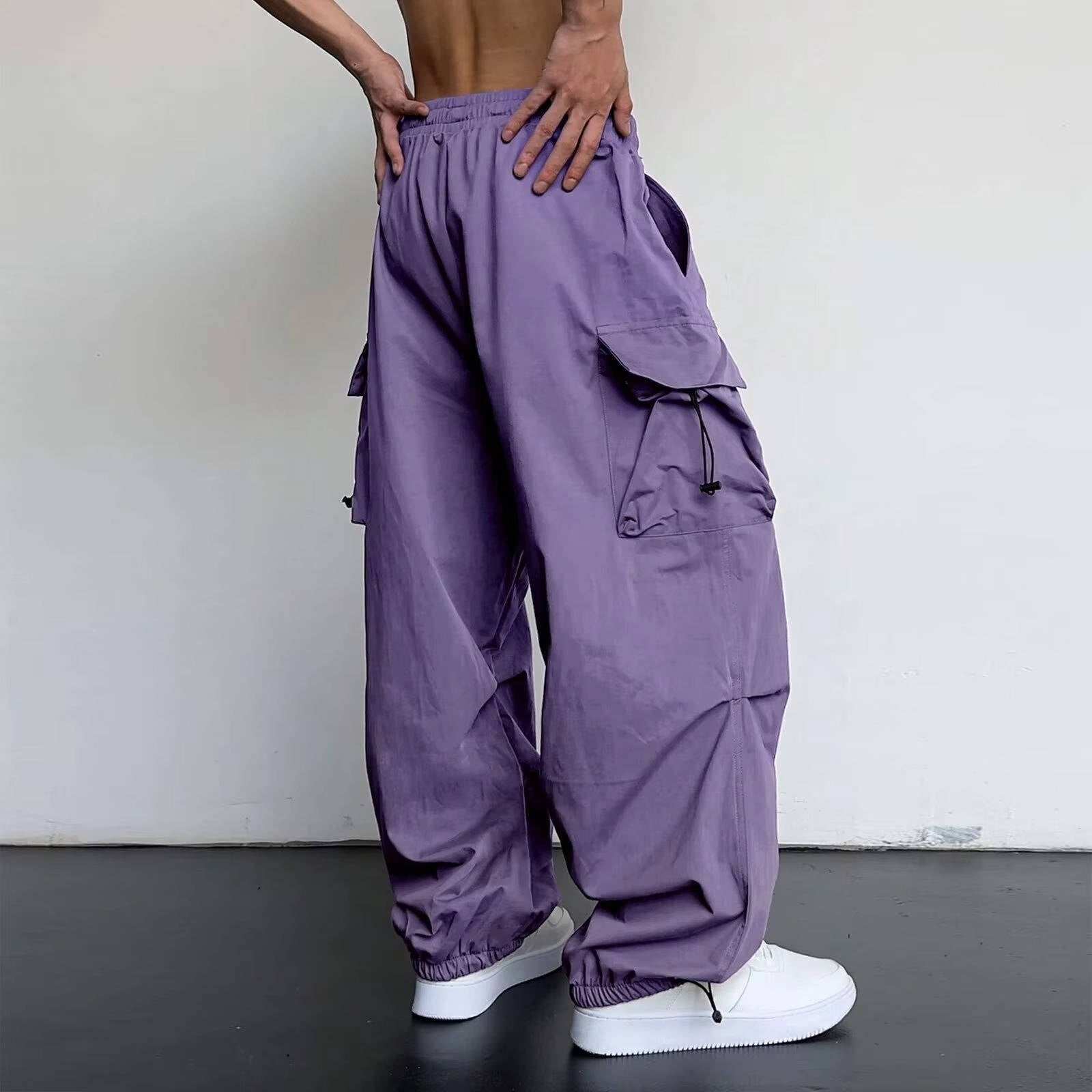 Men's Parachute Cargo Pants - Purple