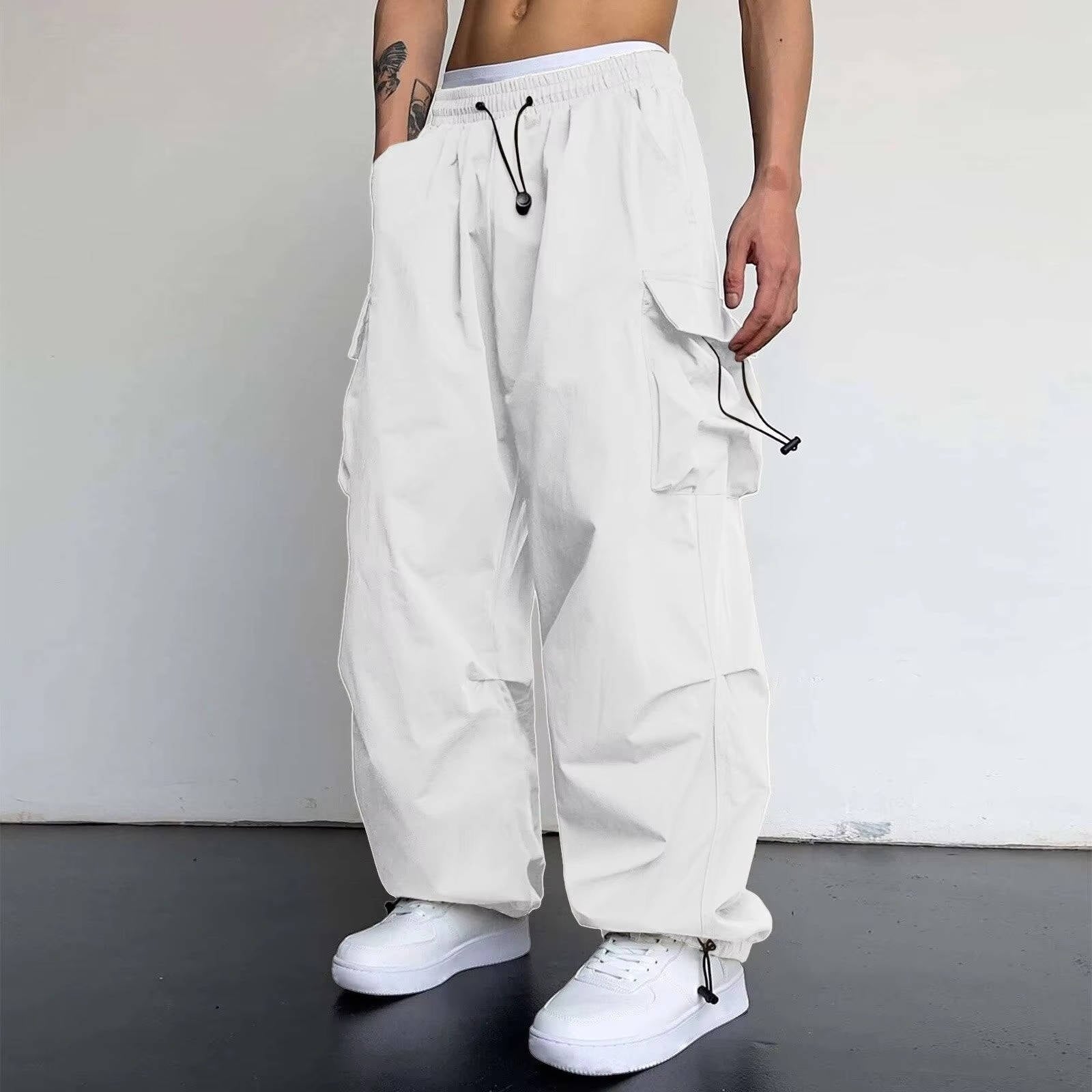 Men's Parachute Cargo Pants - White