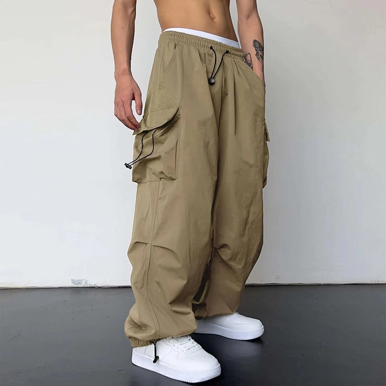Men's Parachute Cargo Pants - Beige