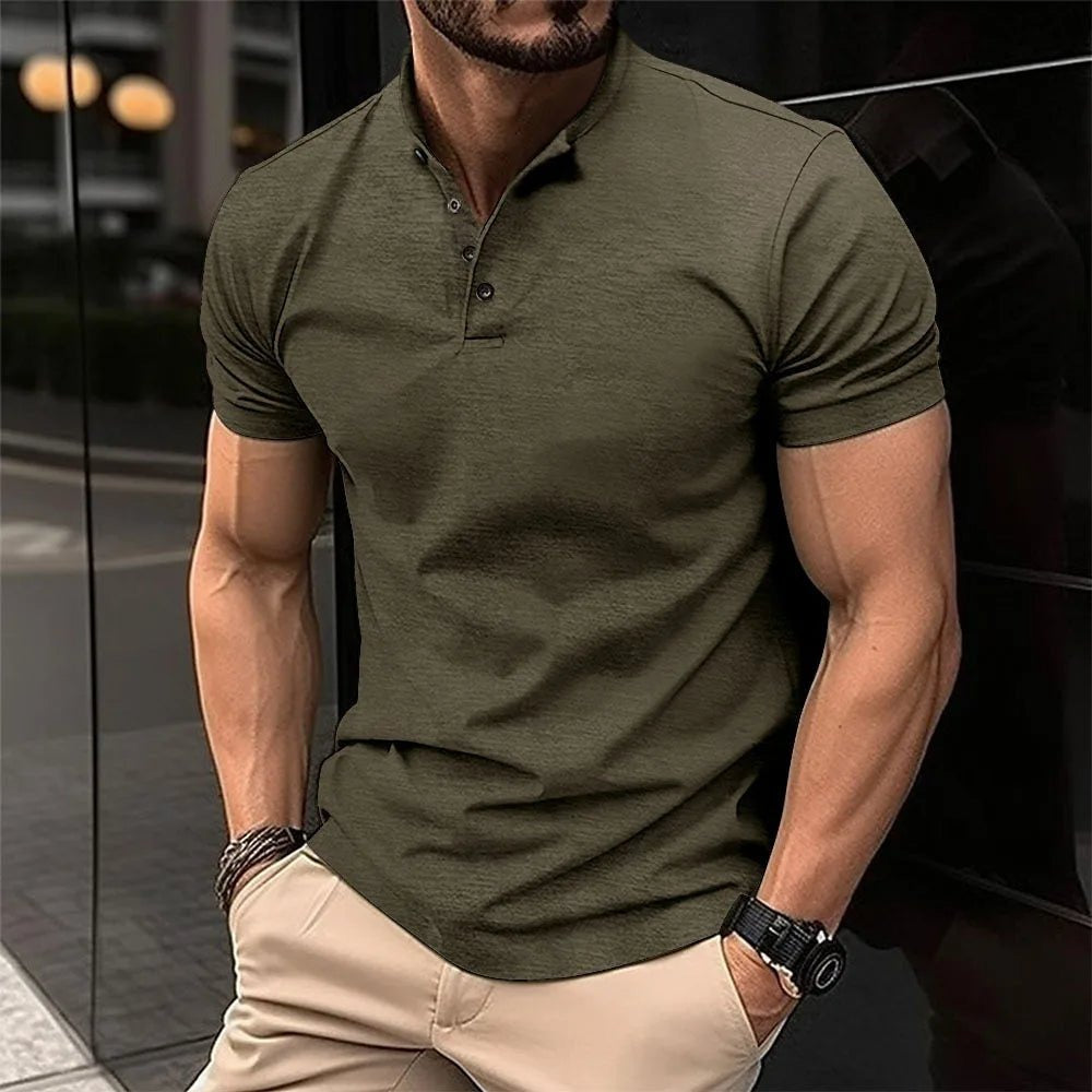 Slim Fit Henley Shirt - Green