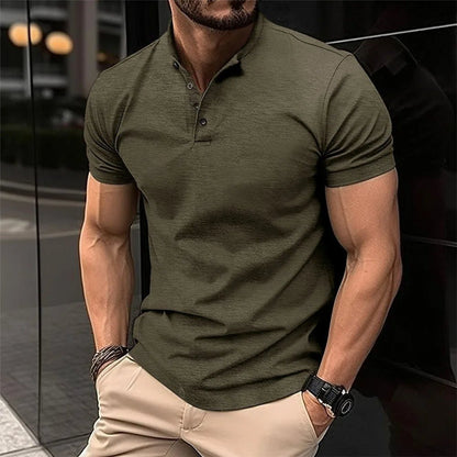 Slim Fit Henley Shirt - Green