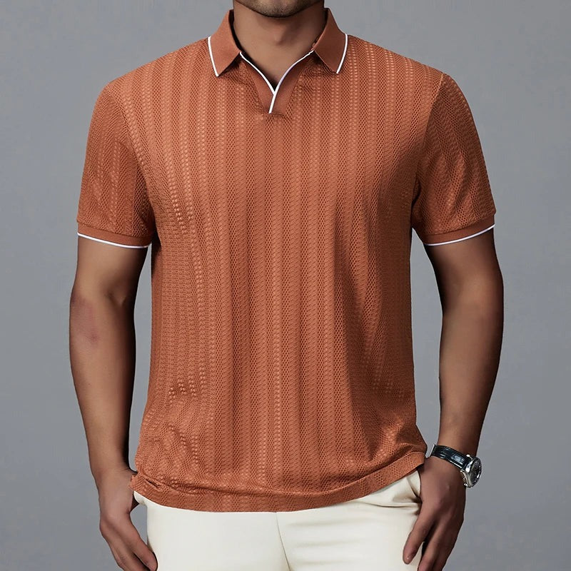 Striped Short Sleeve Polo Shirt
