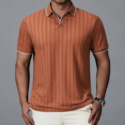 Striped Short Sleeve Polo Shirt
