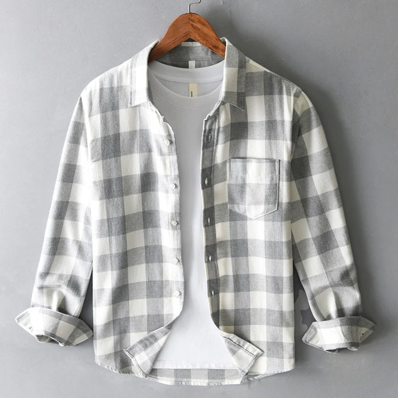 Buffalo Plaid Flannel Shirt - Gray
