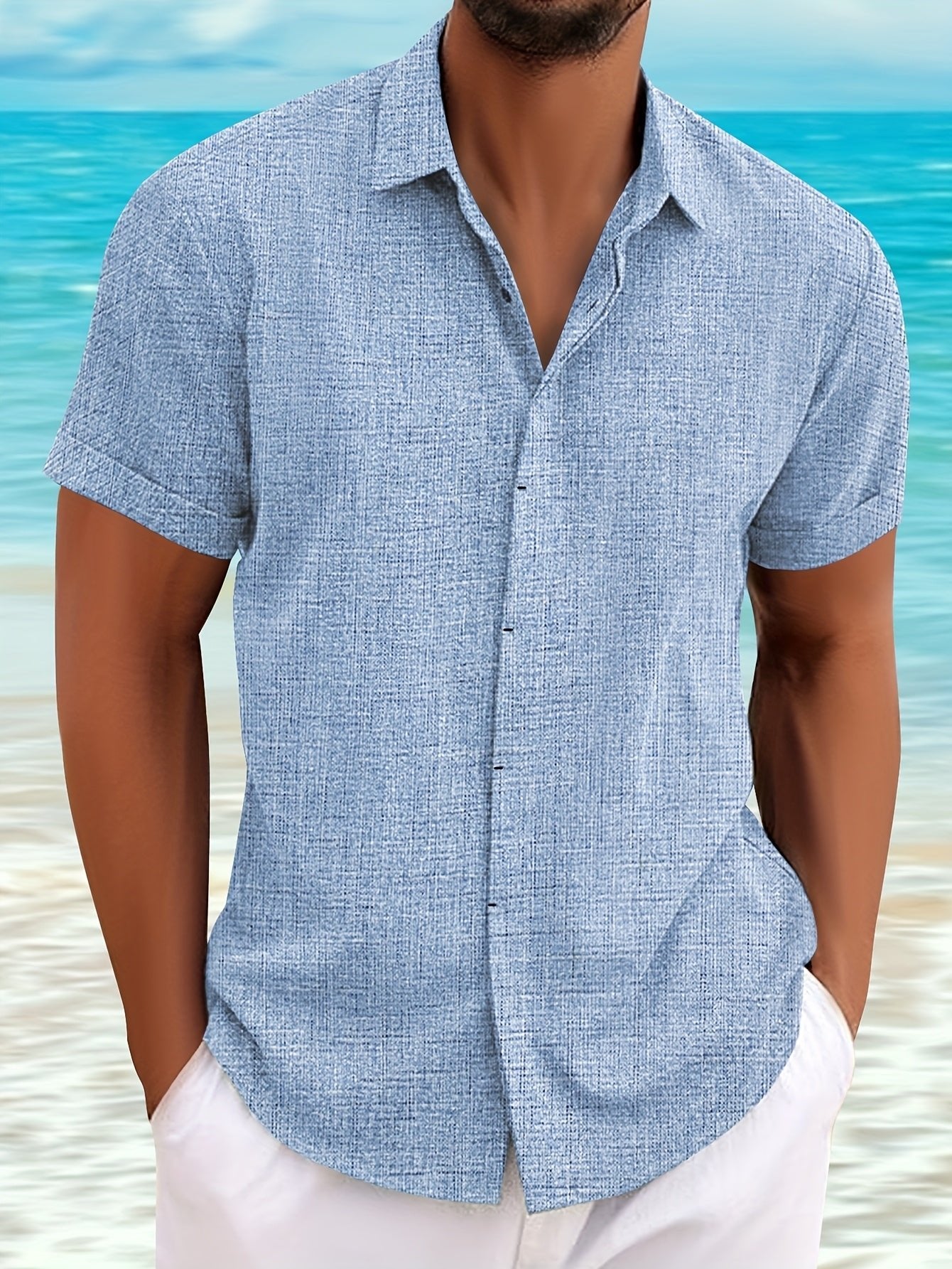 Men's Vacation Short Sleeve Shirt - Blue