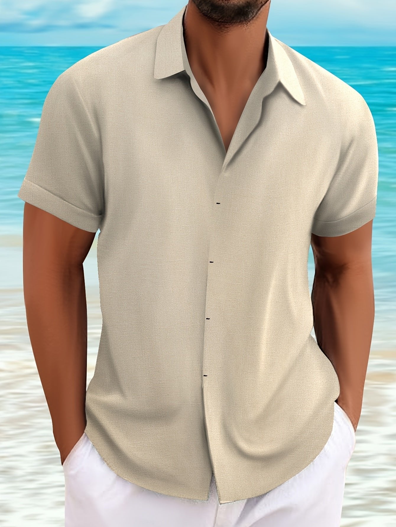 Men's Vacation Short Sleeve Shirt - Khaki
