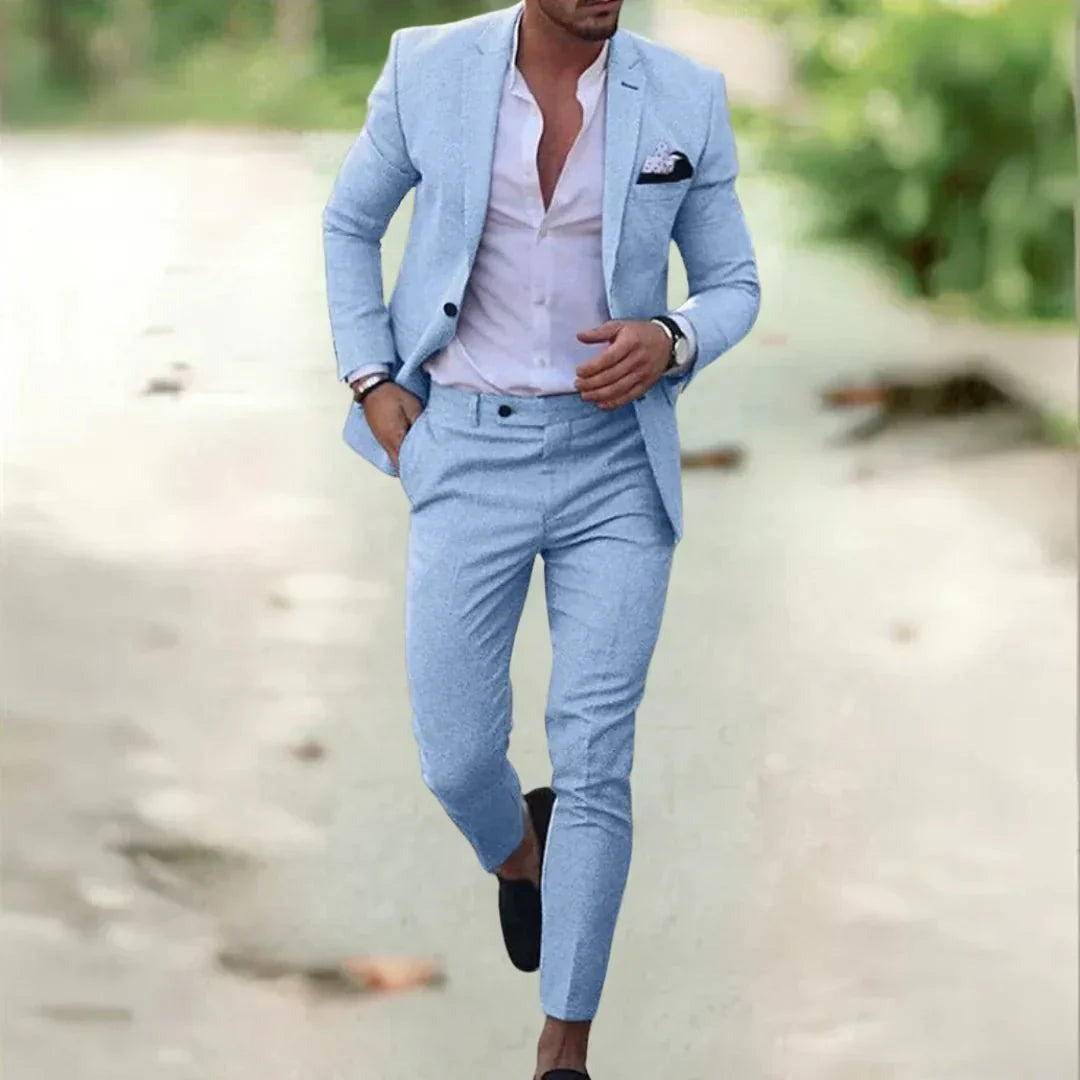 Wedding Suit Two Piece Set - Light Blue
