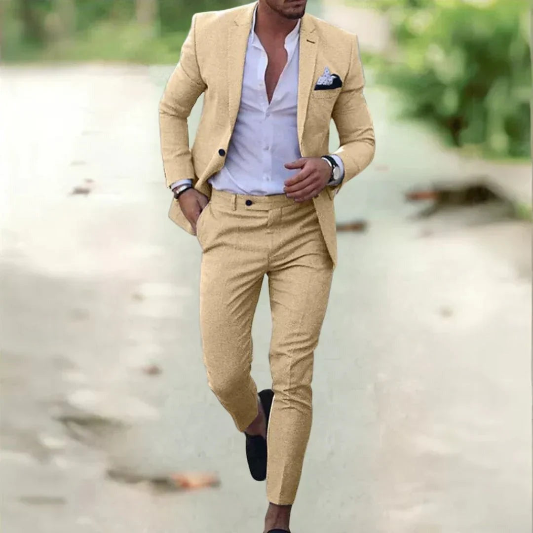 Wedding Suit Two Piece Set - Khaki