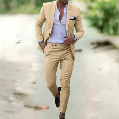 Wedding Suit Two Piece Set - Khaki