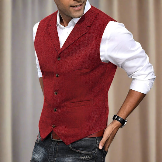 Slim Fit Suit Vest - Red