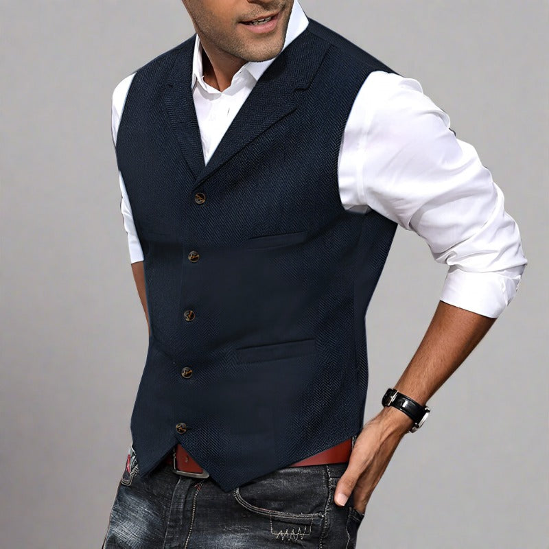 Slim Fit Suit Vest - Blue