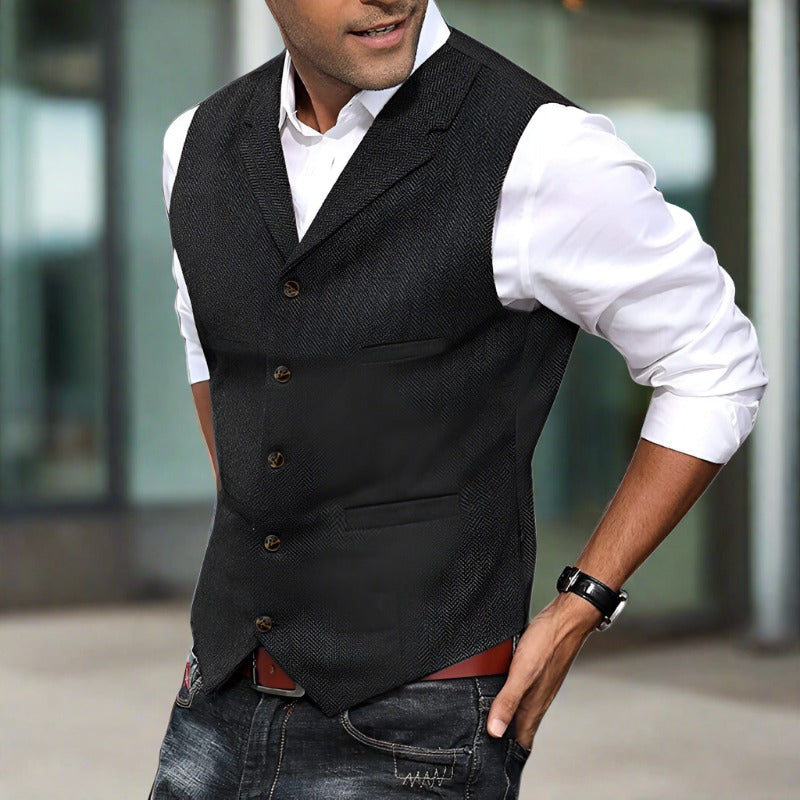 Slim Fit Suit Vest - Black