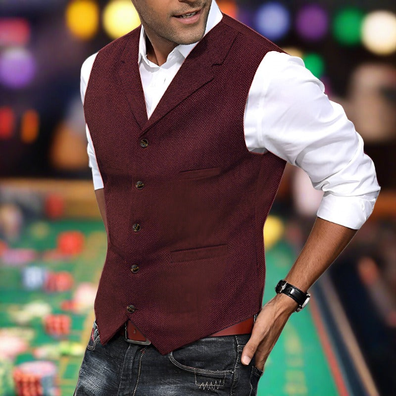 Slim Fit Suit Vest - Dark Red