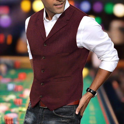 Slim Fit Suit Vest - Dark Red