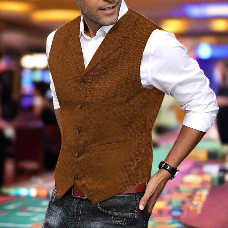 Slim Fit Suit Vest - Orange