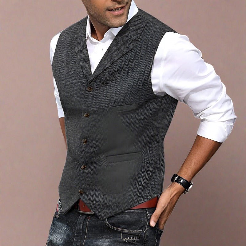 Slim Fit Suit Vest - Gray