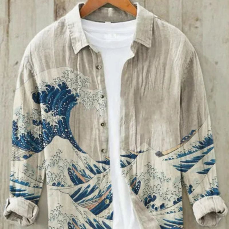 Japanese Wave Print Shirt - Kanagawa Wave